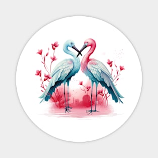 Valentine Kissing Spoonbill Bird Couple Magnet